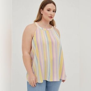 Torrid Gauze Goddess Neck Tank Blouse - Pastel Stripes
